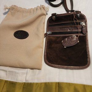 NEW MAPEND CHOCOLATE SUEDE/LEATHER UNISEX CROSS BODY